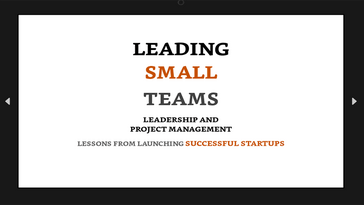 Leading Small Teams, Este libro, tiene como objetivo compartir las lecciones de liderazgo y gestión de proyectos