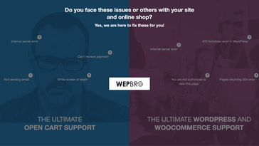 WepBro, Tiene problemas a menudo con su sitio de WordPress, Woocommerce u tienda en línea Opencart